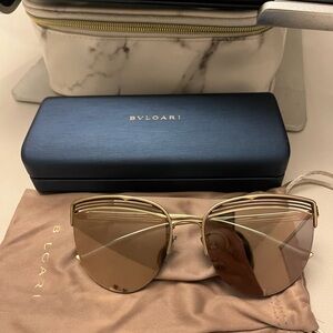 Bvlgari Women's Sunglasses with Gold Frame and Mirror Lenses